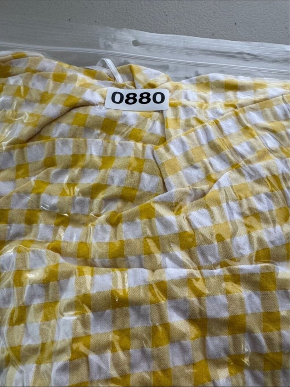Old Navy Cotton Gingham Smocked Dress Yellow White 3X Cottagecore Summer Picnic - Picture 14 of 14